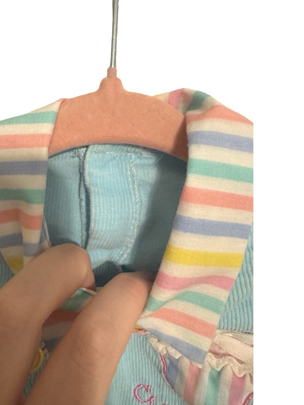 Vintage Style Baby Girls Cupcake Romper Blue Pastel Stripes Long Sleeve 0-3M? - Picture 3 of 6